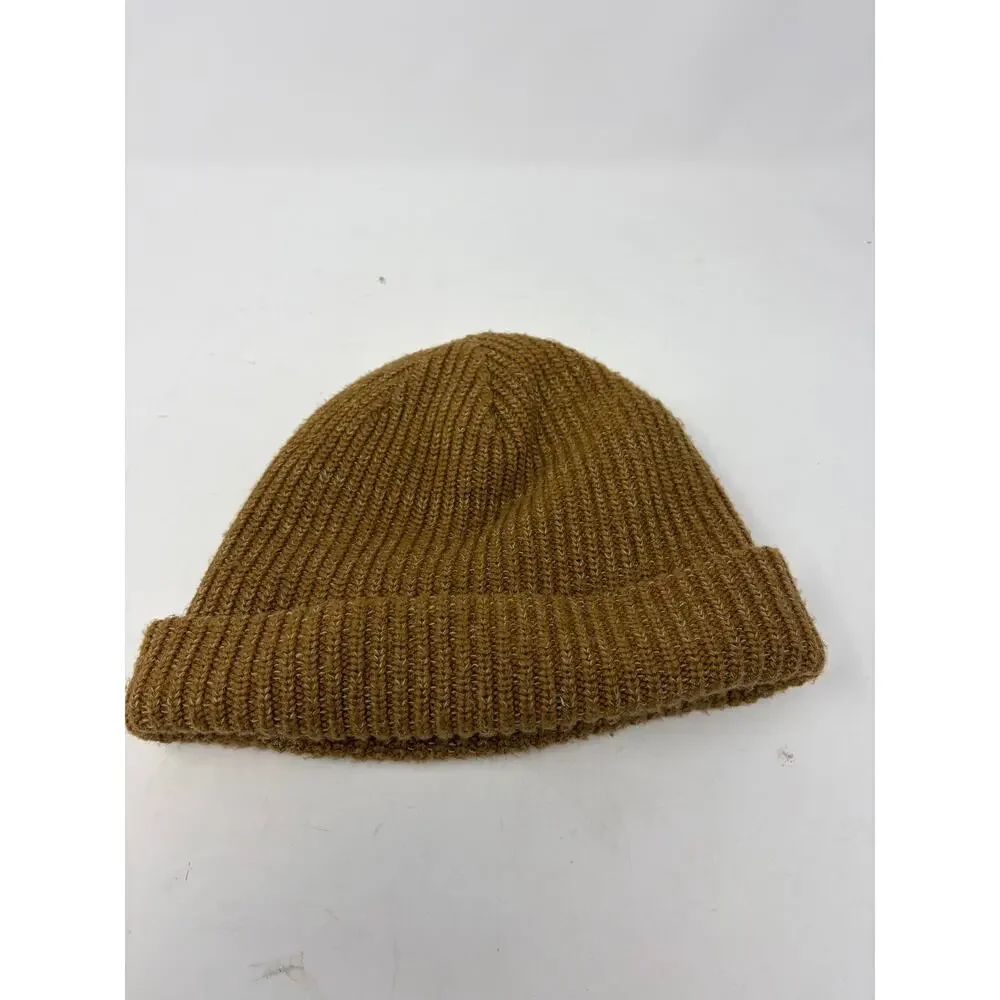 The North Face ribbed beanie hat brown tan lined unisex one size
